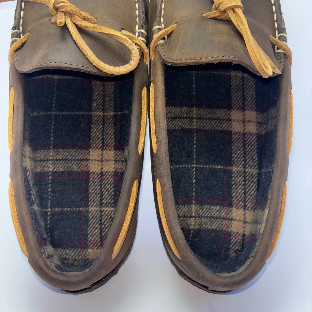 LL BEAN Handsewn, Flannel-Lined Slippers Mens Size 10